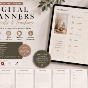 digital planners, journals & trackers bundle